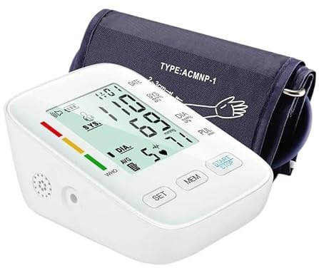 Oryzom Vollautomatisches Oberarm-Blutdruckmessgerät mit digitalem Display/Mit komfortabler Manschette und Speicherfunktion/Blutdruck- und Pulsmessung(1 Stück)