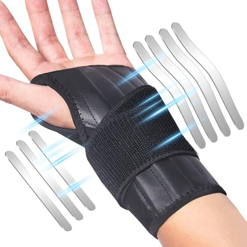 JTF Handgelenkstütze, Verstellbare Handgelenk Bandagen mit 7 Metallschienen für Karpaltunnelsyndrom, Sehnenscheidenentzündung, Arthritis, Verstauchung, Sportschutz für Frauen und Männer (Linke, M)
