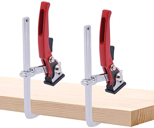 Lot de 2 serre-joints de table en acier - Capacité : 160 mm - Profondeur de gorge : 60 mm - Serre-joints à serrage rapide - Force de serrage stable - Pour ponçage et coupe