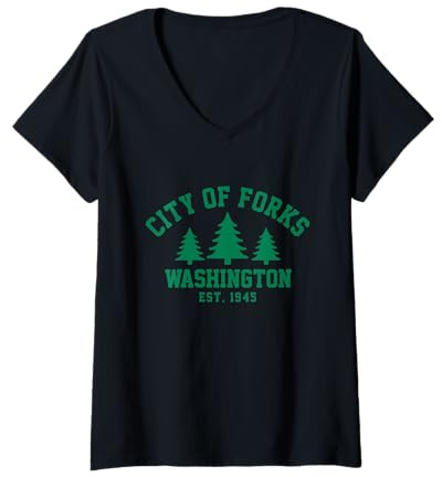 Womens City of Forks Washington V-Neck T-Shirt
