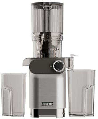 Anybear Cold Press Juicer, 200W Masticating Slow Juicer 4.3 Large Feed Chute Fit Whole Fruits Vegetables | Upgraded Auger | Tritan Materials | BPA Free | Juice Recipes (Silver Gray)