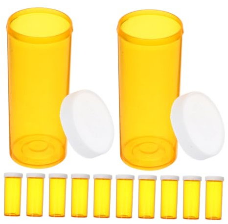 Homoyoyo 12piezas Frascos de Plástico para Medicamentos con Tapas Envases Vacíos para Pastillas Frascos para Medicamentos Organizadores para Viajes Pastillero de Viaje de Farmacia