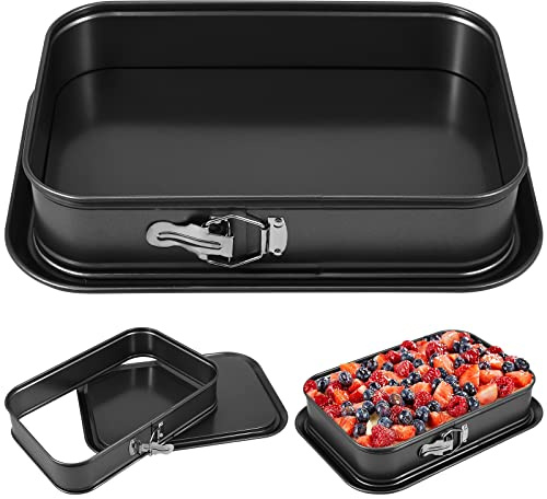 Carbon Steel Cake Tin with Removable Loose Base, Square/Rectangle Springform Cake Pan Non-Stick Springform Cakes Tin Cheesecake Baking Trays Leak-Proof Bakeware for Home Kitchen DIY (rectangle)