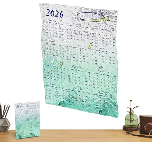 2026 kalender | Transparent akryl konstnärlig organisatör - 12 månader med månadskalender, organisation och inredning för daglig planering hemma, skolan eller kontoret