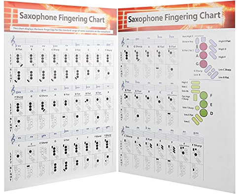 Yechiry Saxophon-Grifftabelle, Grundlagen-Leitfaden für Anfänger mit Universellen Akkorddiagrammen, Saxofon-Anfängerleitfaden, Musikinstrumente-Zubehör, Beschichtetes Papier