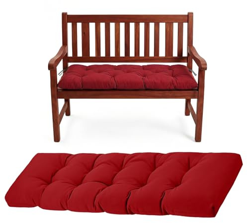 Coussin de Banc pour Extérieur, 100 x 50 cm Coussin de Jardin pour Banc d’Extérieur, Imperméable, avec Lacets et Rembourrage Multiple, Coussin pour Banc de Jardin, Balancelle Hollywoodienne (Rouge