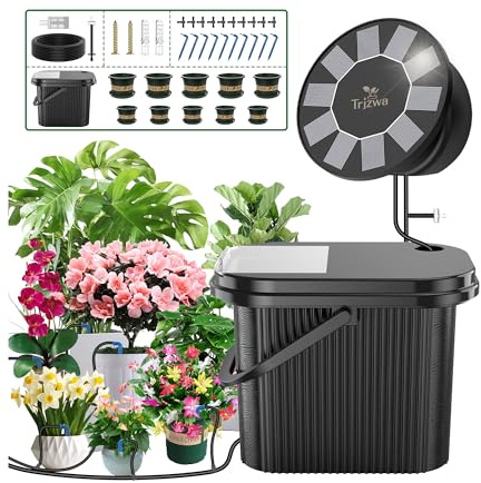 TRJZWA Solar Bewässerungssystem mit Wassertank für Balkon & Zimmerpflanzen