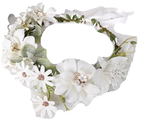 Hårband med konstgjord blomsterkrans Artificiell blommig kronkrans 19 cm Multicolor Bröllopsfest Pannband(Color9)