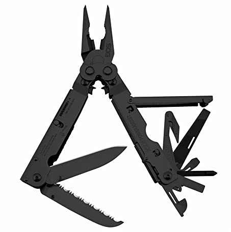 SOG Multi-Tool Pliers- PowerAssist Multi-Tool Pocket Knife and Utility Tool Set with 16 Lightweight Specialty Tools and EDC Sheath (B66N-CP) , Black