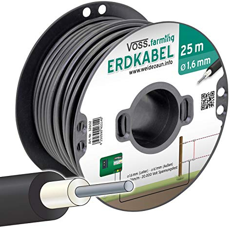 Bobina cavo alta tensione per la messa a terra, lunghezza 25 m e larghezza 1,6 mm, colore nero