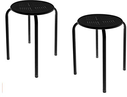 Toolland 2er Set Robuster und Stabiler Hocker aus pulverbeschichtetem Stahl - schwarz