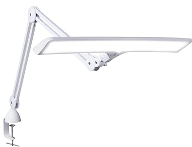 Daylight Company Lumi Task Lamp 95+ CRI,4000 Lux, Craft Light, Super Bright Desk Lamp, Touch Dimmable Lamp, 2 Brightness Levels, Ideal Table Light,Eye-Caring Lamp,15 W - White
