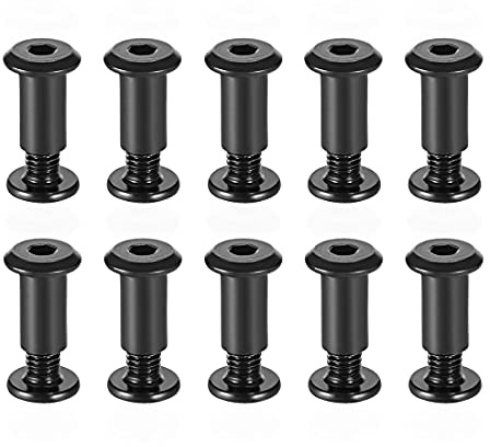 sourcing map 10Sätze Schraubsäule 5/16(8mm) Innen M6x15mm Festigung Kohlenstoffstahl Schwarz