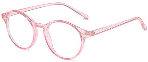 KOOSUFA Unisex Blaulichtfilter Brille Computerbrille Retro Rund Ultra Licht TR90 Brillengestelle Anti Blaulicht Brillen Ohne Sehstärke Herren Damen Gaming Brille Anti Müdigkeit mit Etui (Rosa)