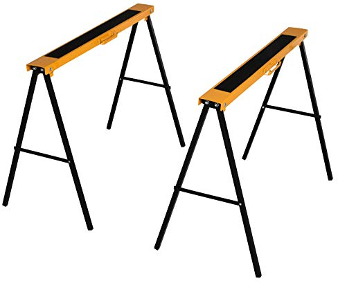HOMCOM Caballete de trabajo, caballete, soporte de caballete, plegable, antideslizante, acero, naranja, negro, 99,5 x 50 x 78 cm, capacidad de carga 125 kg