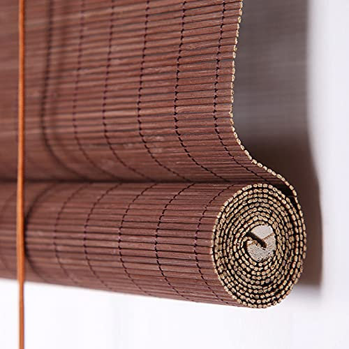 Geovne Tende a Rullo per Interni/Esterni,Tenda a Rullo in bambù con Filtro per Luce,Tapparella a Carrucola in Bamboo con Ganci,Larghezza 50-150cm,Tenda di bambù Marroni,Anti-UV (50x80cm/20x32in)