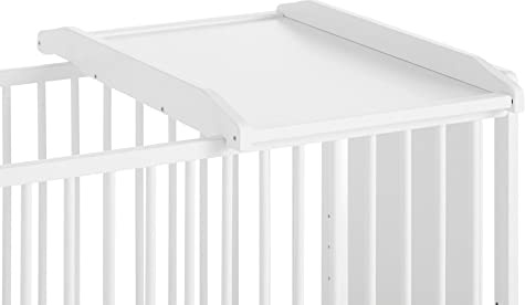 Table à langer Maya en bois pour lit de 120x60 cm ou 140x70 cm, laquée en blanc avec de la peinture à l'eau CoolDreams