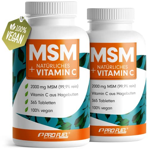 MSM 2000mg pro Tag + natürliches Vitamin C - 2x365 MSM Tabletten mit Methylsulfonylmethan - kompakteres MSM Pulver als bei MSM Kapseln - hochdosiert: 1000 mg pro MSM Tab - laborgeprüft mit Zertifikat