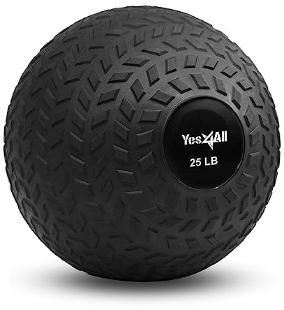 Yes4All Balle de médecine Slam améliorée de 11,3 kg pour Exercice, Force, entraînement de Puissance | Ballon d'entraînement | Balle lestée | Ballon d'exercice | Noir