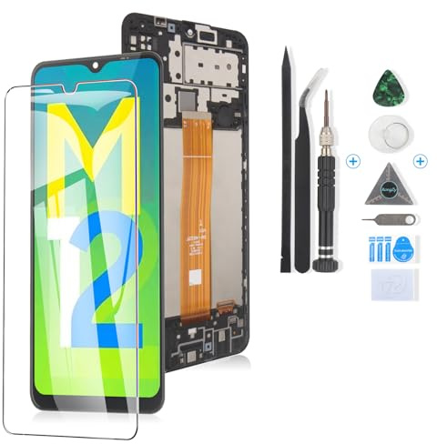 RongZy für Samsung Galaxy M12 LCD Bildschirmersatz für Samsung M12 SM-M127F/DSN Touchscreen Digitalisierer Display mit Werkzeugen Schwarz (Schwarz mit Rahmen)