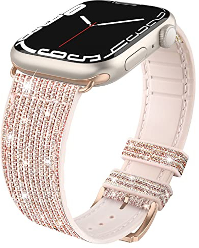 Tuocal Bling Straps for Apple Watch Strap 38mm 40mm 41mm 42mm(Series 10) | Soft Silicone Sport Replacement Strap for iWatch Series 11 10 9 8 7 6 5 4 3 2 1 SE for Women Men Gold