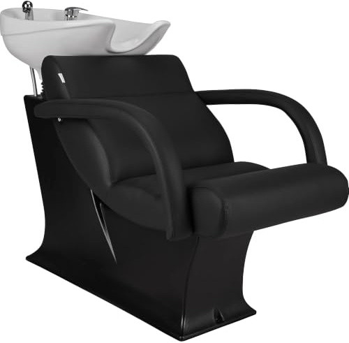 AYALA Friseurstuhl mit Waschbecken LADY ONE schwarz Friseurwaschbecken Friseur Waschplatz Rückwärtswaschsessel Salon Friseursessel Waschsessel Schwarz