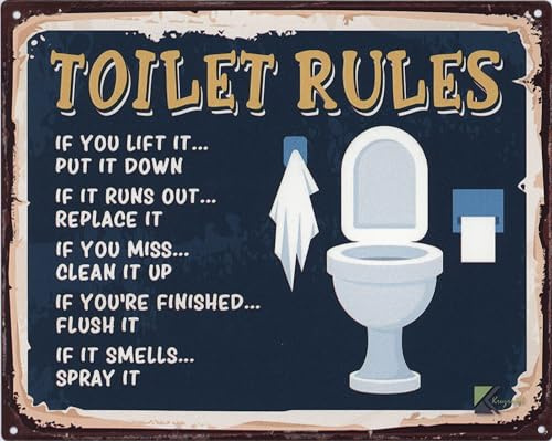 Moritz Deko Blechschild Toilet Rules WC 20 x 25 cm Metallschild Retro Vintage