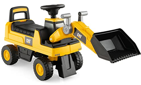COSTWAY Kinder Sitzbagger, Bagger mit Verstellbarer Schaufel & Hupen, Kinderbagger mit Stauraum unter dem Sitz, Sandbagger Aufsitzbagger für Kinder ab 1 Jahr