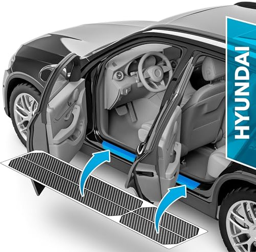 uProtect Battitacco Auto Antigraffio Pellicola per Hyundai i20 3 (III) BC3 I 2020-2026 - Protezione Accessori Tuning Portiera - Filo A Carbone