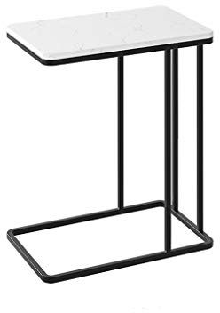 Nachttische Marmor-Sofatisch, einlagiger Couchtisch aus Metall für Küche, Wohnzimmer, Flur, Ecktisch, Heim-Snacktisch, Korbtisch (Farbe: Schwarz, Größe: 50 x 30 x 58 cm)