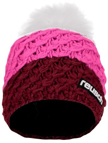 Reusch Aiden Beanie angenehm warme und Winddichte Unisex Strickmütze Wintermütze Skimütze Herren Damen mit Bommel für Sport und Freizeit mit hohem, schwarz-türkis-weiÃŸ, Ones