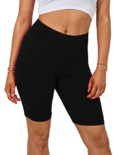 Missloved Ladies Womens Cycling Dancing Gym 1/2 Leggings Active Casual Shorts (Black, 22-24)