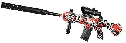 Airsoft Soft Bullet Gun, Fusil Automatique avec Viseura, Pistolet Jouet Électrique Activités de Plein Air Jeu d'équipe de Tir pour 12+ Adultes Adolescents-Blauw