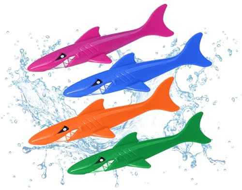 Jiuhao Diving Toys for Kids, 4 Pcs Summer Fun Swimming Pool Dive Toy Shark, Underwater Training Toys Diving Games Children's Gifts (Diving shark)