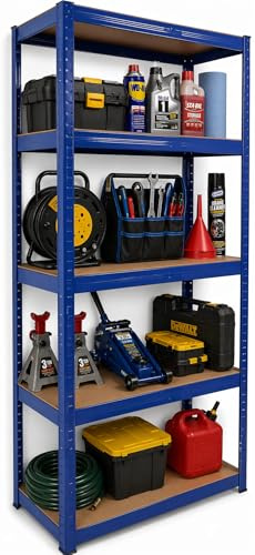DIVCHI 5 Tier Storage Rack Heavy Duty Shelving Aluminium Garage Shelves Shed Storage Racking Shelf For Warehouse Workshop & Office (Blue, Pack of 1) Up to Maximum 175 kg Per Shelf