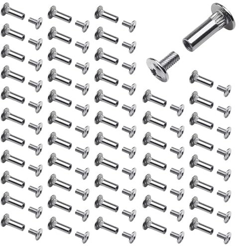 GVPOELR Tornillos de Conexión, 50 Unidades, M4, para Muebles y Armarios, Plateados, Hierro Laminado en Frío, Conectores para Paneles de 2.8-4 cm de Grosor