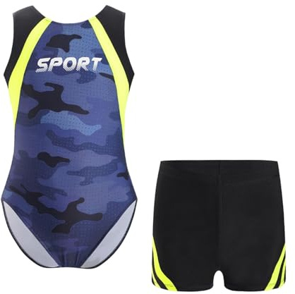 Rswnyirn Justaucorps Gymnastique pour Garçon Enfant Short Ensemble Danse Gym Ballet Leotard 5-16 Ans Gris foncé 11-12 ans