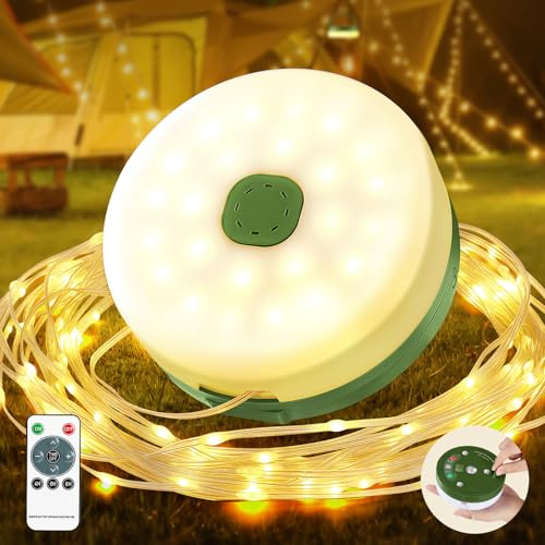 Camping Lichterkette Aufrollbar 10M,4-in-1 Tragbare Wiederaufladbare | LED Lichterkette Außen 9 Beleuchtungsmodi,2500mAh Wasserdicht USB Wiederaufladbare,Campinglampe für Hof Garten