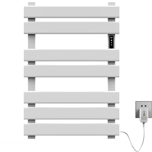 EGSO Toallero Eléctrico Baño 500x720mm Blanco | Radiador Toallero Eléctrico IP45 | Calentador de Toallas Bajo Consumo, Pantalla LED Táctil, Temporizador, Termostato Inteligente