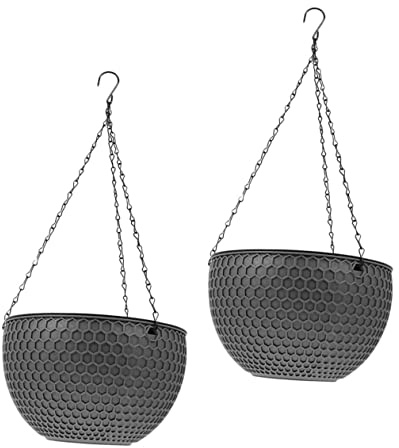 YARNOW 2 Stück Blumenampel Blumentopf Kegel Pflanzgefäße Hängende Liner Künstliche Hängepflanzen für Draußen Terracotta Gewebter Korb Pflanztopf Sukkulenten Hängetöpfe Mini Kunststoff Dunkelgrau
