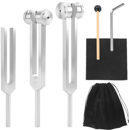 Kopinma Stimmgabel Set - 128 Hz, 256 Hz, 512 Hz für Heilung, Chakra, Klangtherapie, Meditation und Yoga
