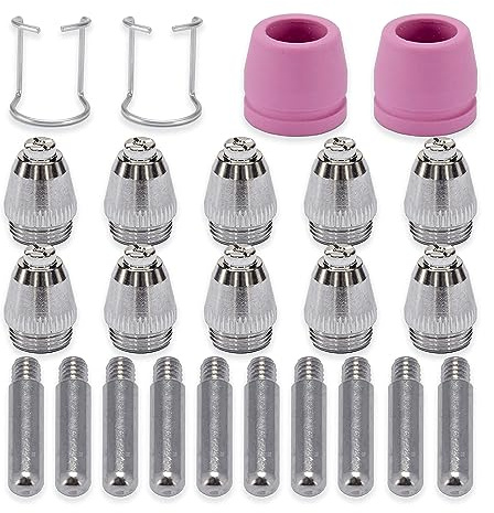 24pcs SG55 AG60 WSD60P Plasmaschneider Schneidfackelspitze Düsen 10pcs Elektroden 10pcs Düse 2pcs Tassen 2pcs Klammern