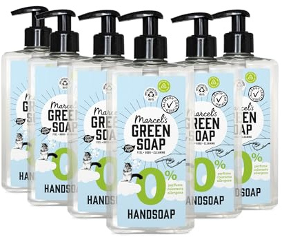 Marcel's Green Soap - Handseife 0% - Allergiezertifiziert - Für empfindlicher haut - Vegan - Keine Duft oder Farbstoffe - Nachfüllbar - 250 ml (6er Pack)