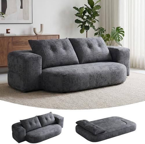 LNRLZYLS Curved Schlafsofa 2-in-1 für kleine Familien, 200×100×70 cm, 2-Sitzer Chenille Stoff Couch Wohnzimmer Sofa