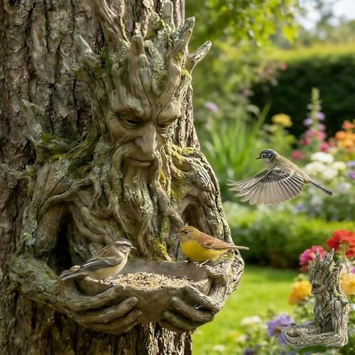 Vogelfutterspender In Baumform Für Draußen - Integrierte, Versteckte Schlüssellochaufhängung Zur Schnellen Befestigung An Bäumen Und Zäunen | Wetterbeständige Vogelfutterstation Als Gartendekoration