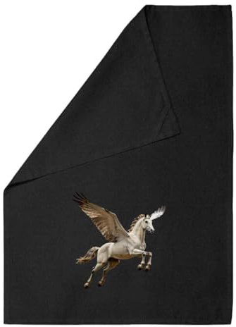 Azeeda 'Flying Pegasus' Black Cotton Tea Towel/Dish Cloth (TW00081552)