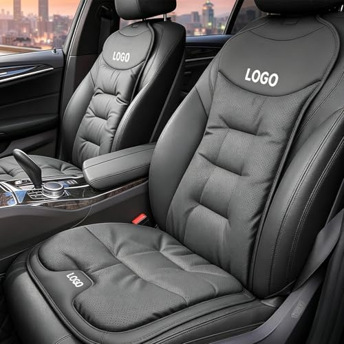 Novalith Personalizzato Cuscino Sedile Auto con Logo/Nome/Testo, Coprisedili Auto Universale con Cuscino Lombare, Pelle Napa e Velluto, Morbido e Traspirante Antiscivolo, Cuscino per Auto
