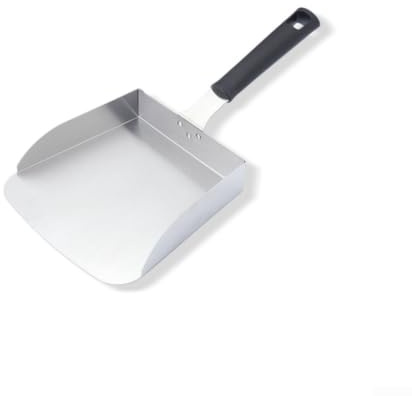 Pala de acero inoxidable para parrilla plana – Hamburguesa resistente para volteador con mango ergonómico – Herramienta Hibachi 19 x 38,5 cm