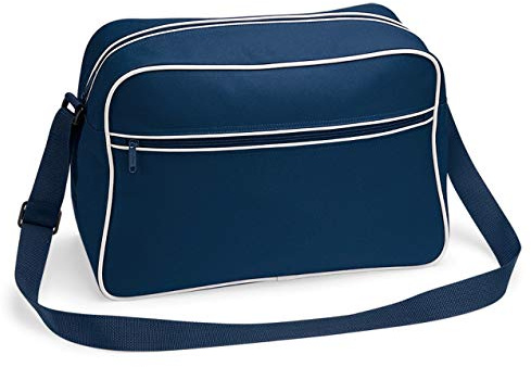noTrash2003 Retro Shoulder Bag im Design der Siebziger, Schultertasche Sporttasche aus Polyester mit Paspelierung inkl. gratis Schlüsselanhänger