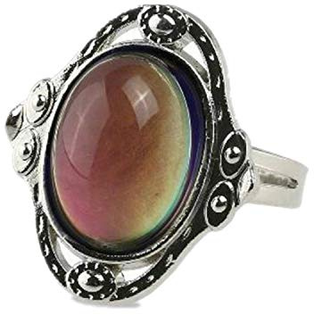 ODETOJOY Boho ovalado cambiándose humor anillo de dedo Cambio de Color Anillo de Humor Emoción Sensación Banda Cambiable